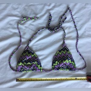 90’s zigzag purple/lime green string bikini top